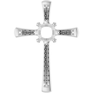 10K White Gold 7x7 mm Cushion Pendant Mounting – image 2