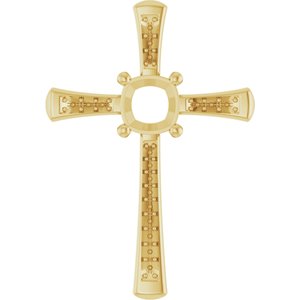 14K Yellow Gold 7x7 mm Cushion Pendant Mounting – image 2