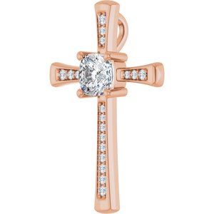 10K Rose Gold 7x7 mm Cushion Pendant Mounting – image 3