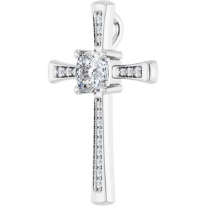 10K White Gold 7x7 mm Cushion Pendant Mounting – image 3