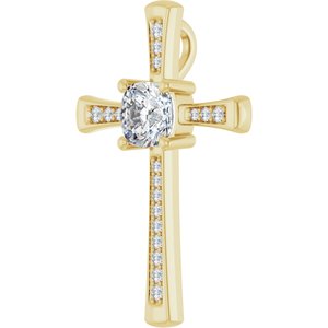 10K Yellow Gold 7x7 mm Cushion Pendant Mounting – image 3