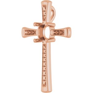 14K Rose Gold 7x7 mm Cushion Pendant Mounting – image 4