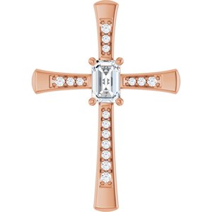 10K Rose Gold 6x4 mm Emerald Pendant Mounting