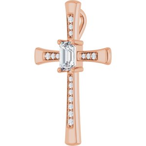 10K Rose Gold 6x4 mm Emerald Pendant Mounting – image 3