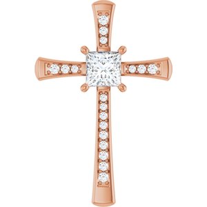 18K Rose Gold 5.5x5.5 mm Square Pendant Mounting