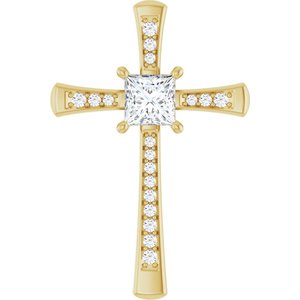 18K Yellow Gold 5.5x5.5 mm Square Pendant Mounting