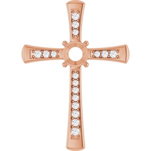 14K Rose Gold 5.2 mm Round 1/5 CTW Lab-Grown Diamond Semi-Set Pendant