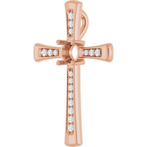 14K Rose Gold 5.2 mm Round 1/5 CTW Natural Diamond Semi-Set Pendant – image 2