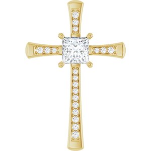 18K Yellow Gold 6x6 mm Square Pendant Mounting