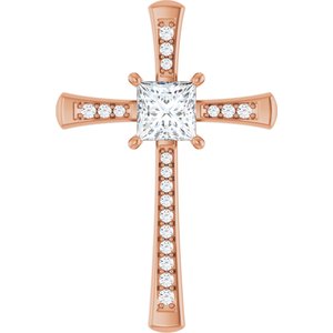 10K Rose Gold 6x6 mm Square Pendant Mounting