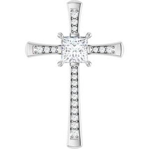 10K White Gold 6x6 mm Square Pendant Mounting