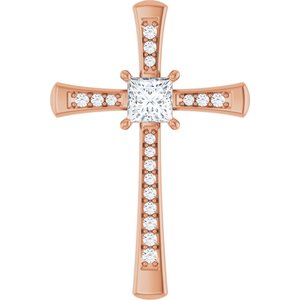 10K Rose Gold 4.5x4.5 mm Square Pendant Mounting