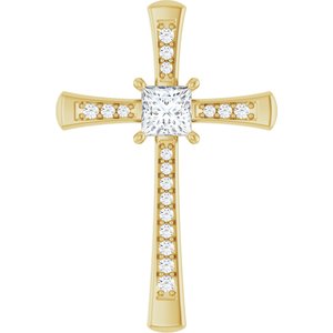 14K Yellow Gold 4.5x4.5 mm Square Pendant Mounting