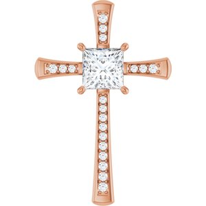 10K Rose Gold 7.5x7.5 mm Square Pendant Mounting