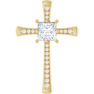 18K Yellow Gold 7.5x7.5 mm Square Pendant Mounting