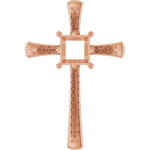 18K Rose Gold 7.5x7.5 mm Square Pendant Mounting – image 2