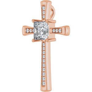 14K Rose Gold 7.5x7.5 mm Square Pendant Mounting – image 3