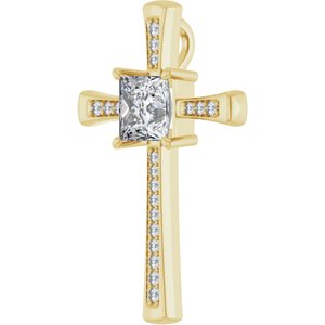 18K Yellow Gold 7.5x7.5 mm Square Pendant Mounting – image 3