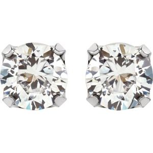 Stainless Steel 7 mm Imitation White Cubic Zirconia Inverness® Piercing Earrings – image 2