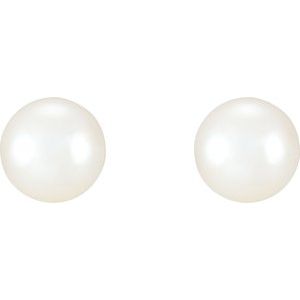 Sterling Silver 9.5-10 mm Cultured White Freshwater Pearl Earrings