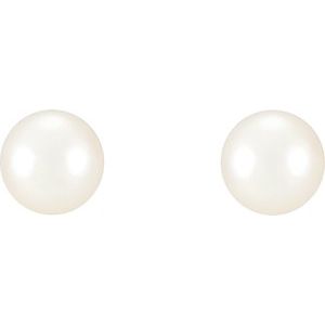 Sterling Silver 7-7.5 mm Cultured White Freshwater Pearl Earrings