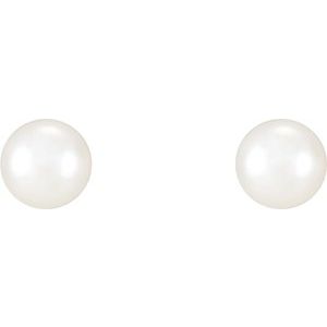 Sterling Silver 4-4.5 mm Cultured White Freshwater Pearl Earrings