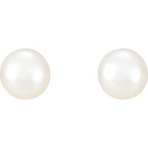 14K White Gold Cultured White Freshwater Pearl Earrings – image 2