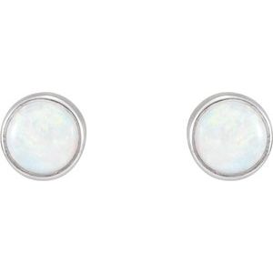 14K White Gold Natural White Opal Earrings – image 2