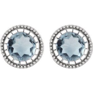 14K White Gold Natural Aquamarine Stud Earrings – image 2