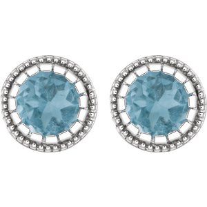 14K White Gold Natural Swiss Blue Topaz Stud Earrings – image 2