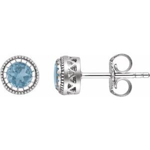 14K White Gold Natural Swiss Blue Topaz Stud Earrings