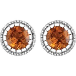 14K White Gold Natural Citrine Stud Earrings – image 2