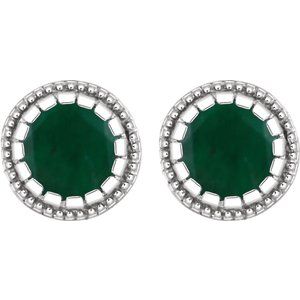 Milgrain Bezel-Set Birthstone Stud Earrings