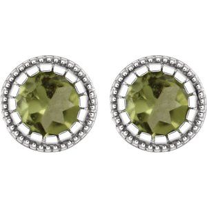 14K White Gold Natural Peridot Stud Earrings – image 2