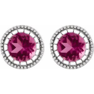 14K White Gold Natural Pink Tourmaline Stud Earrings – image 2