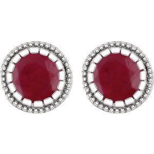 14K White Gold Natural Ruby Stud Earrings – image 2