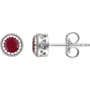 14K White Gold Natural Ruby Stud Earrings