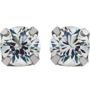 Stainless Steel 3 mm Imitation White Cubic Zirconia Inverness® Piercing Earrings – image 2