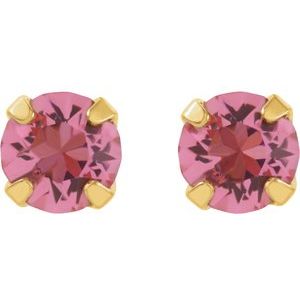 24K Gold-Plated Stainless Steel Imitation Pink Tourmaline Inverness�� Piercing Earrings