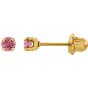 24K Gold-Plated Stainless Steel Imitation Pink Tourmaline Inverness�� Piercing Earrings