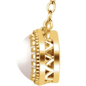 14K Yellow Gold Cultured White Freshwater Pearl  "June" 18" Birthstone Necklace