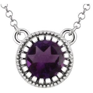 14K White Gold Natural Amethyst "February" 18" Birthstone Necklace