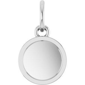 10K White Gold Engravable Round Pendant