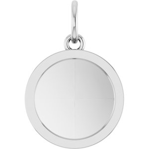 14K White Gold Engravable Round Pendant