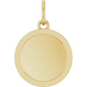 10K Yellow Gold Engravable Round Pendant