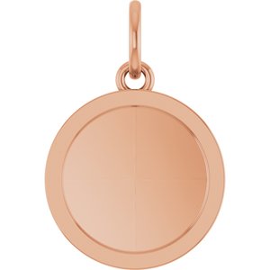 14K Rose Gold Engravable Round Pendant