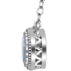 14K White Gold Natural Aquamarine "March" 18" Birthstone Necklace