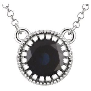 14K White Gold Natural Blue Sapphire "September" 18" Birthstone Necklace