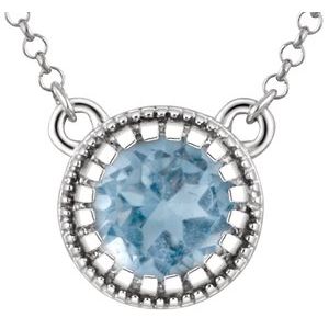 14K White Gold Natural Swiss Blue Topaz "December" 18" Birthstone Necklace