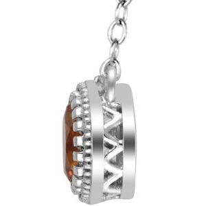 14K White Gold Natural Citrine "November" 18" Birthstone Necklace